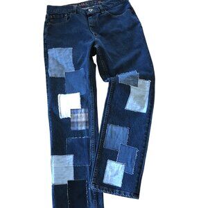 Men’s Patchwork Jeans, Size 34-30: Urban Pipeline, Denim Patches, Hippie Pants